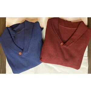 Boys Sweaters Size 11/12 Large Blue & Burgundy Pullover Knit Kids Youth 12‎ MWOT